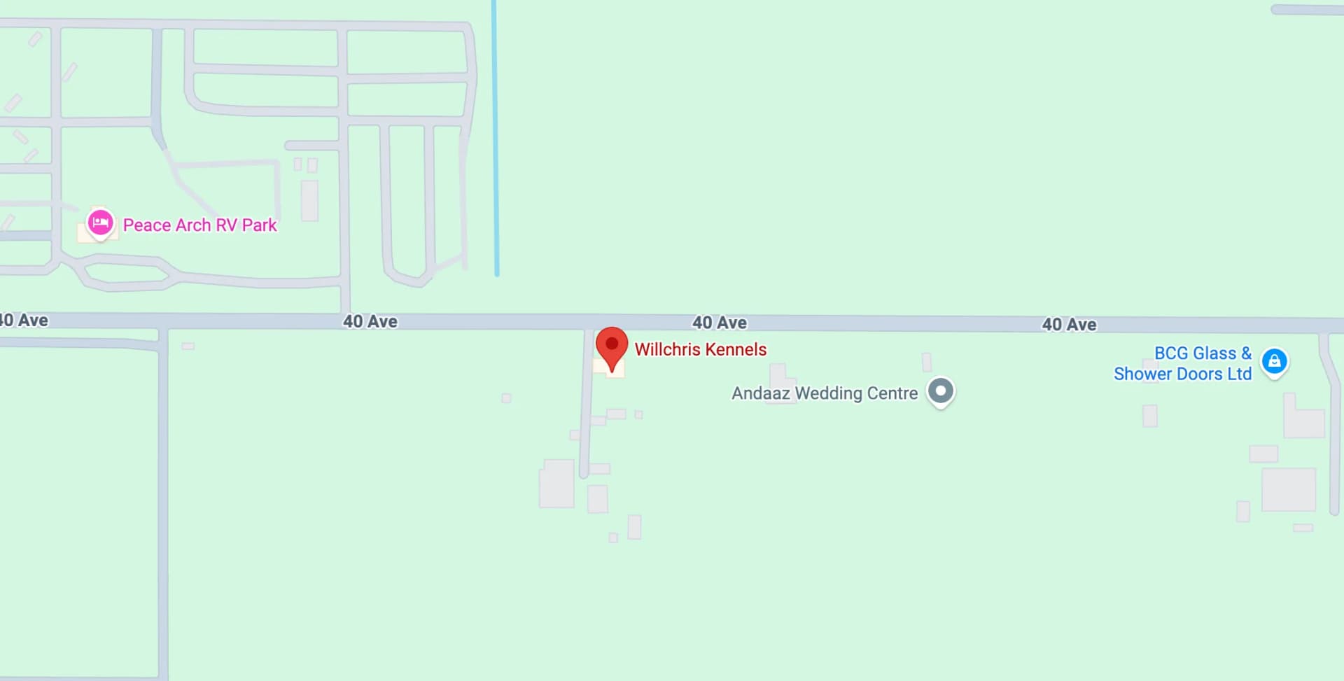 Map of Willchris Kennels' location in Surrey, BC